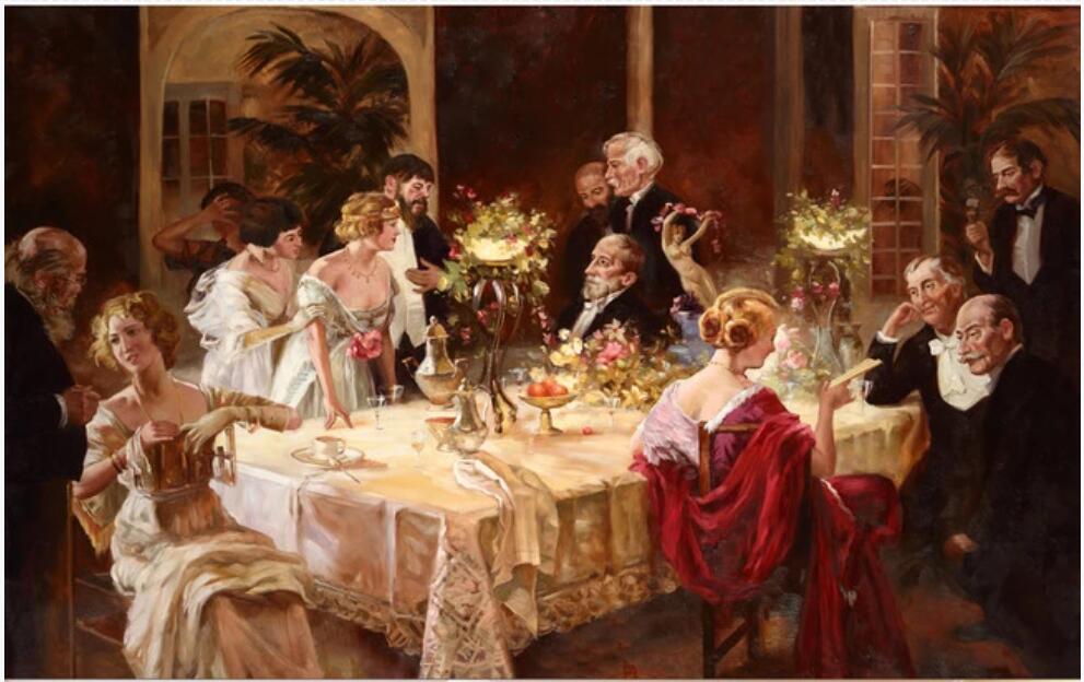 

custom photo mural 3d wallpaper European style palace dinner character oil painting home decor 3d wall murals wallpaper in the living room, Non-woven wallpaper