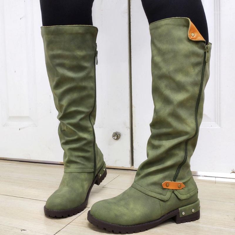 

INS Winter Sale For Dropship Female Boots Vintage High-Quality Classic Outdoor Western Calf Boots Women Shoes Big Size 431, Black
