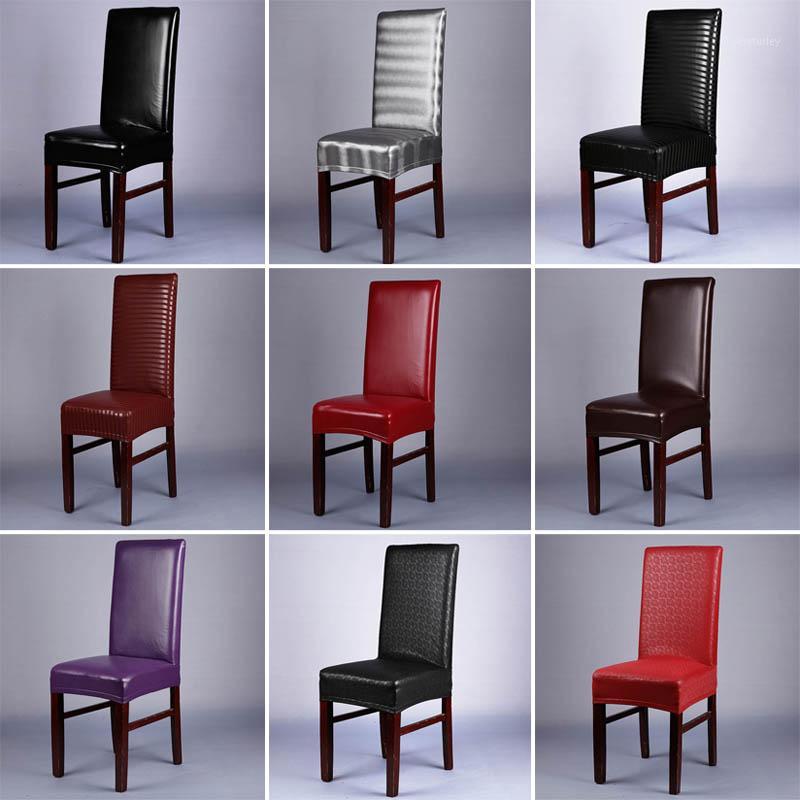 

PU Leather Elastic Chair Cover Dining Stretch Chair Cover for Weddings Banquet Hotel Washable can CSV1