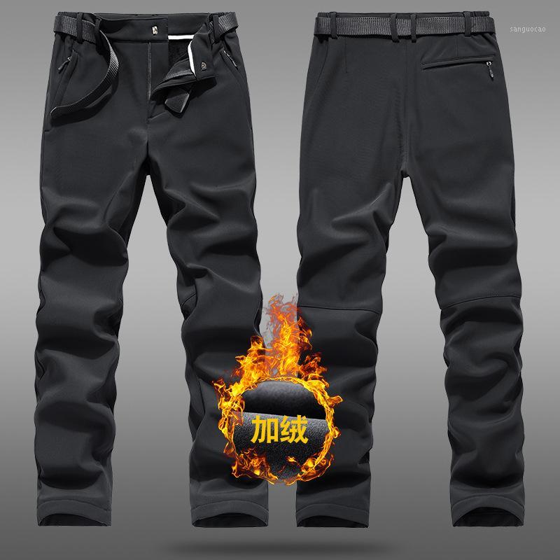 

Outdoor Trousers Men's Winter Brushed and Thick Warm Waterproof Windproof Soft Cover Fleece Mountain Climbing Ski Pants Women's1, Blue