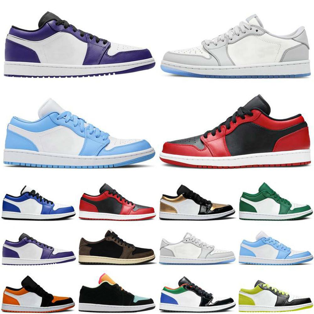 

2021 1s low men women basketball shoes 1 Court Purple unc mens womens trainers sports sneakers shoe with box, White;red