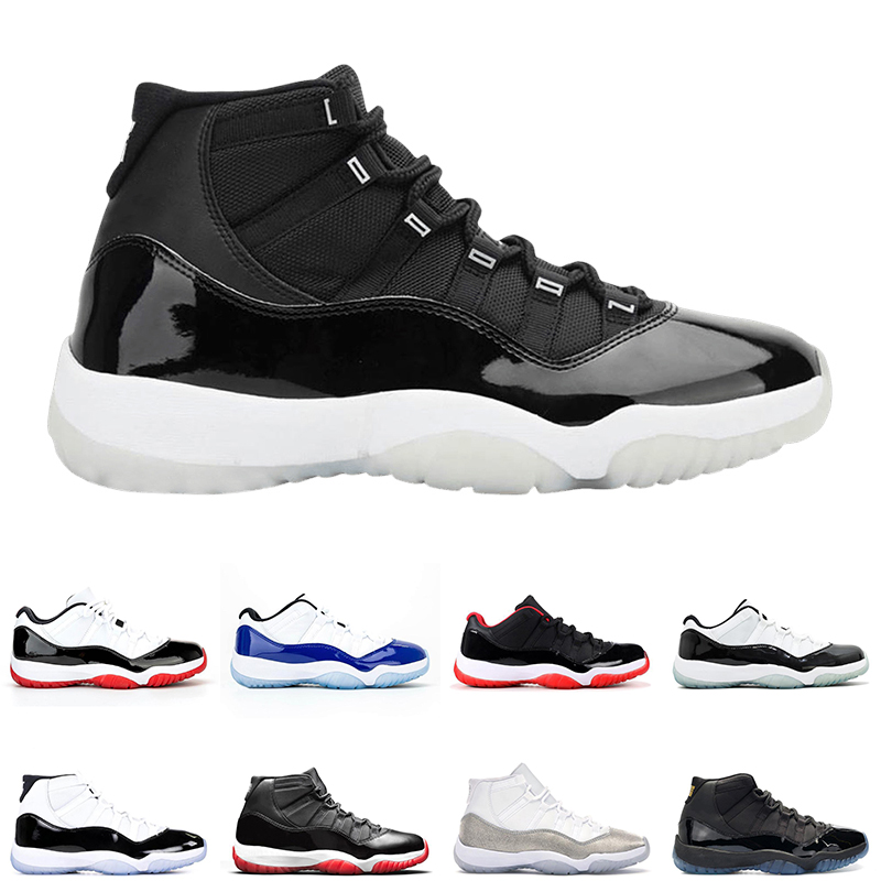 

25th Anniversary 11 Bred 11s Mens Basketball Shoes Rose Gold Low White Bred Metallic Silver Space Jam Gamma Blue Men Trainer Sneakers, Low concord