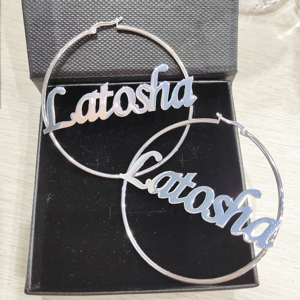 

20mm-100mm Custom Hoop Earrings Customize Name Earrings Twist hoop earring Personality Earrings With Statement Words Hiphop Sexy 200923