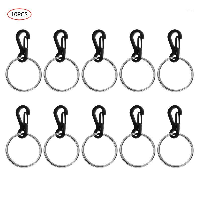 

10Pcs Round Snap Hooks Metal Clasps SF Spring Snap-Clip Hook Backpack Lanyard Clasp Connection Hook Key Chain with Key Rings1