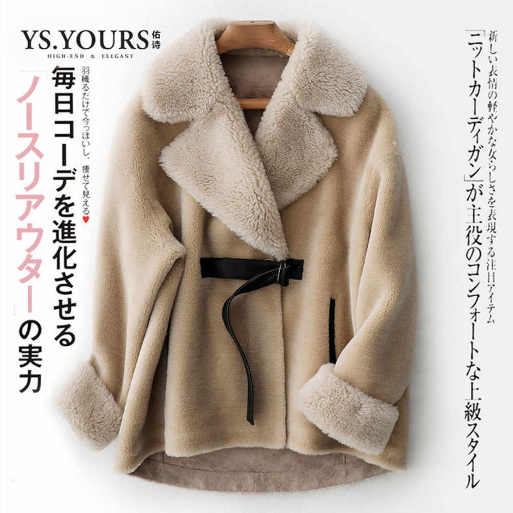 

2021 Female Hot Winter Vintage Lambswool Suede Biker Jackets Chic Jacket Casual Loose Lanes Outwear Leather From Fake Tops 3vjn, Khaki.