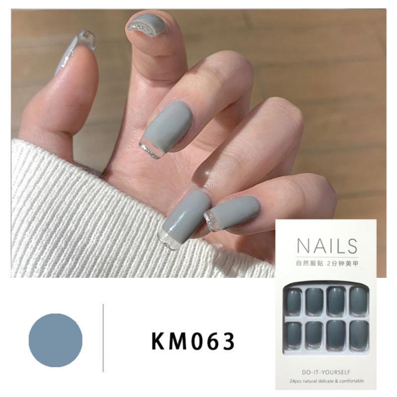 

24pcs/Box Fake Nail With Design Fashion False Nail Tips Full Coverage Long Ballerina Coffin Fake DIY With Glue, 01