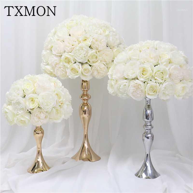 

35cm/45cm/50cm Artificial silk rose peony flower ball wedding center table flower Bouquet for wedding party decoration flowers1