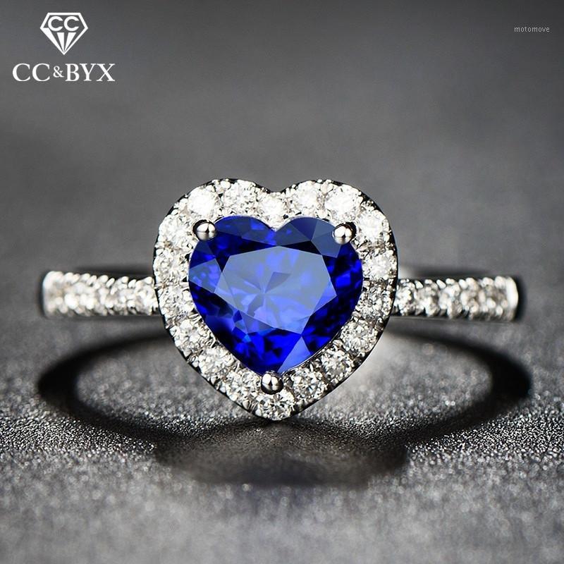 

Rings For Women Silver 925 Cubic Zirconia Blue Heart Trendy Jewelry Bridal Wedding Engagement Anillos Drop Shipping 8911