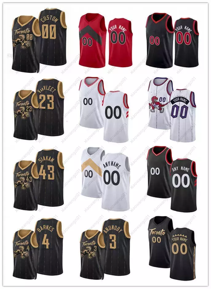 

75th Custom Mens Womens youth 24 Khem Birch Pascal 43 Siakam 23 Fred VanVleet 3 OG Anunoby Basketball Jerseys, Black;red