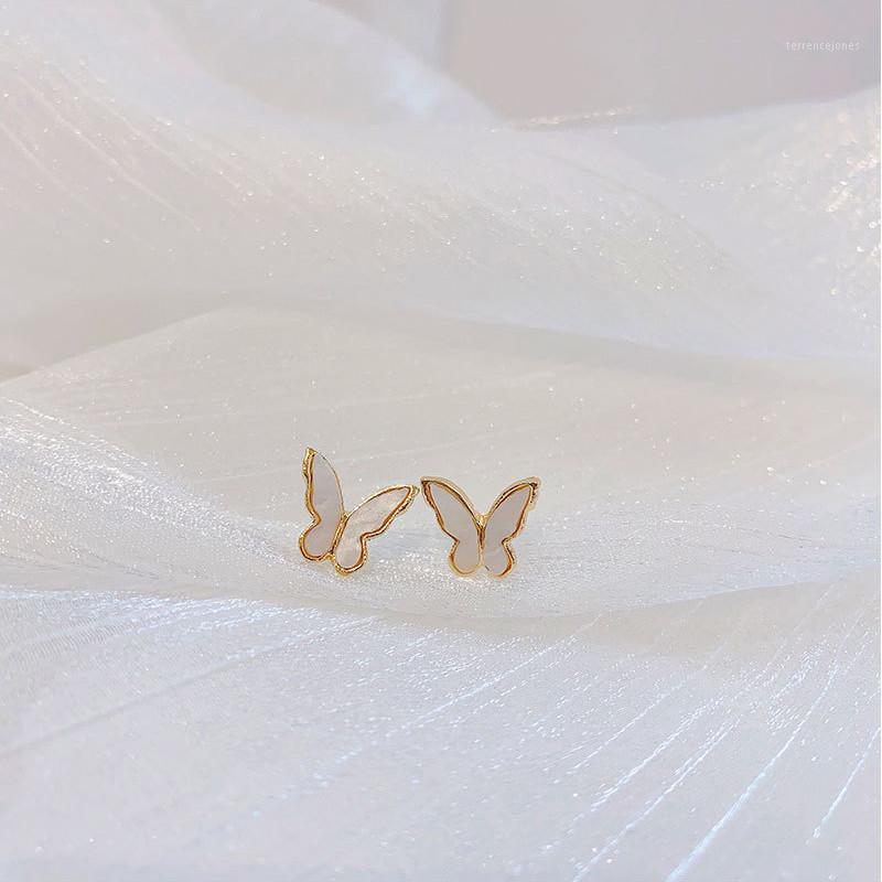 

Stud Korean Japan Style Chic Shell Butterfly Earrings Mini Simple Jewelry Cute Studs For Daily Wearing Ivory1