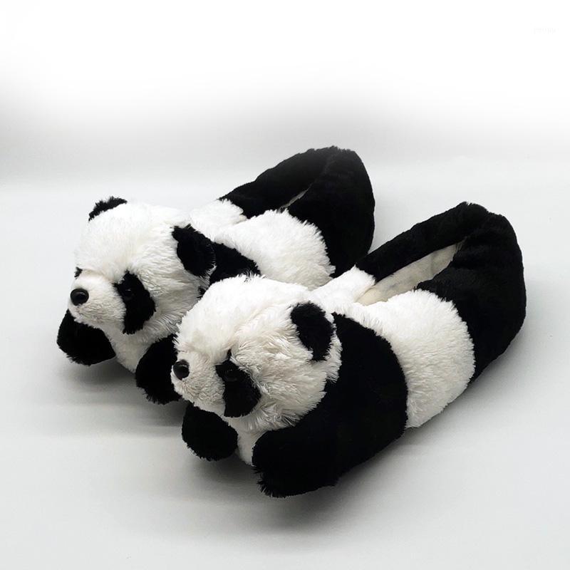 

panda indoor slippers home shoes bear slippers anime Wood floor women men winter Custom Cartoon with warm panda home shoes1, Black