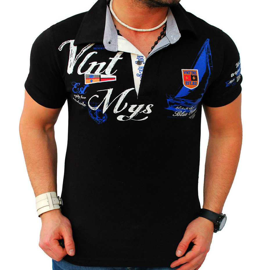 

2021 Brands New Mens Short Sleeve Shirt High Quality Streetwear Cotton Summer Slim Printing Polo Shirts Men Ht0c, Blue