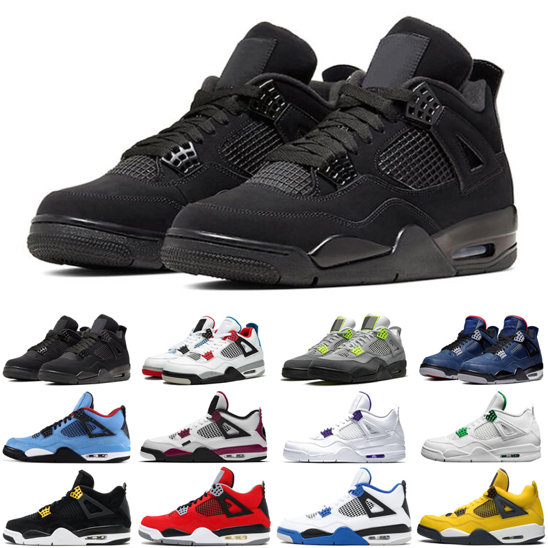 

Free shipping jumpman 4 4s black cat men basketball shoes cactus jack Bred Loyal Blue Raptors Red mens trainers sports sneakers size 7-13, #26