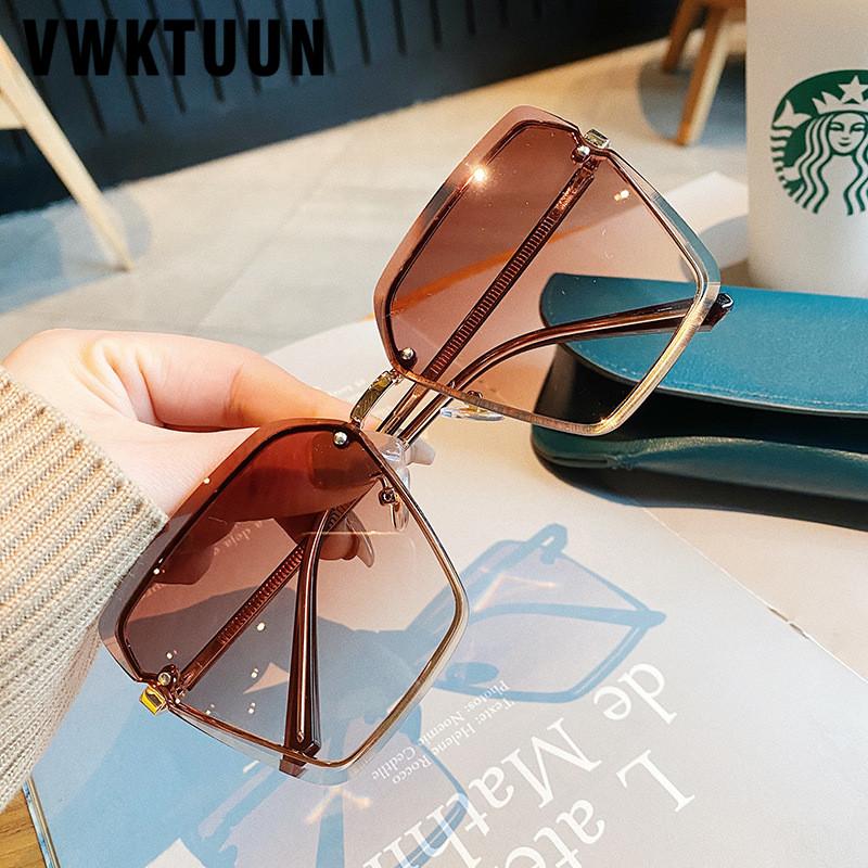 

Sunglasses VWKTUUN Rimless Women 2021 Square Luxury Oversized Glasses UV400 Gradient Lens Sun Big Shades