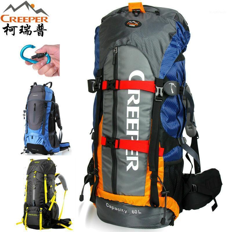 

CREEPER Outdoor Professional Waterproof Camping Backpack Frame Rock Climbing Hiking Package Big Space 60L 15 colour1, Black
