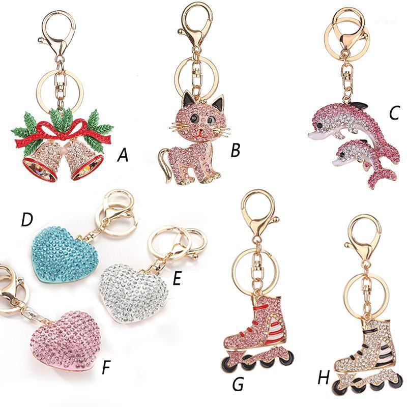 

Keychains 50pcs/Lots High Quality Rhinestone Crystal Heart Shape And Animal StyleKey Holder/keychain For Valentine's Day Gift1
