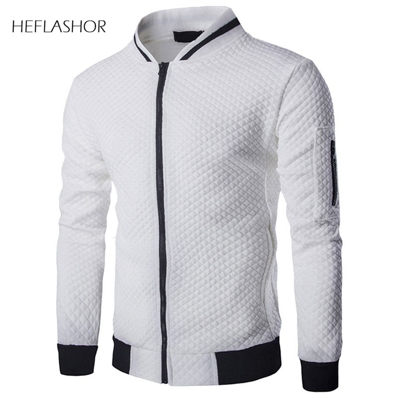 

2020 New Trend White Fashion Men's Jackets Clothes Long Sleeve Men's Argyle Zipper Jacket Casual Jacket, Color 1