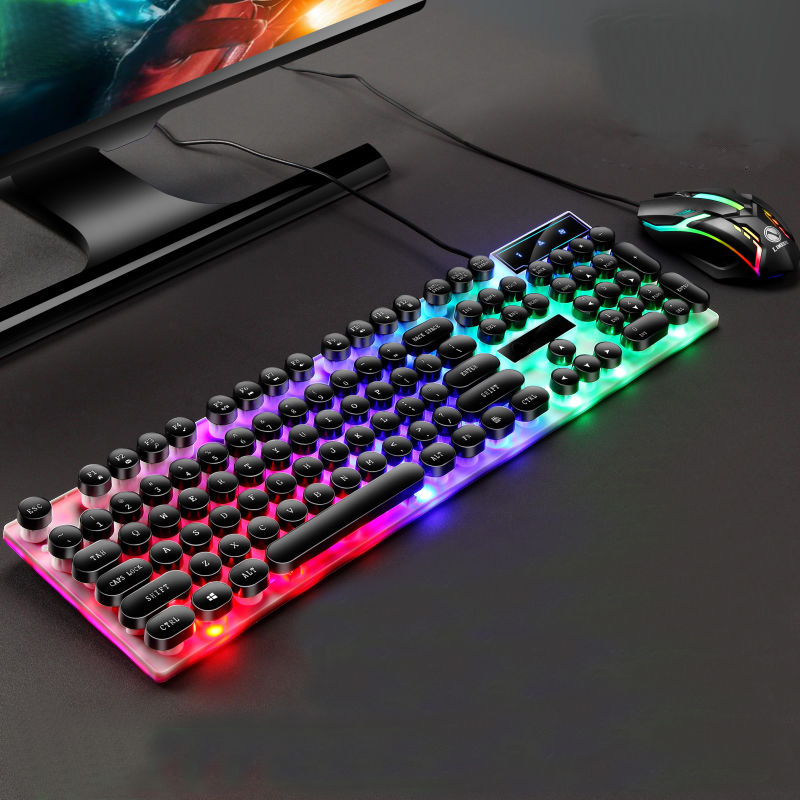 

Retro Steam Keyboard Mouse Combos Backlights Punk Style Keypad and mice for Computer
