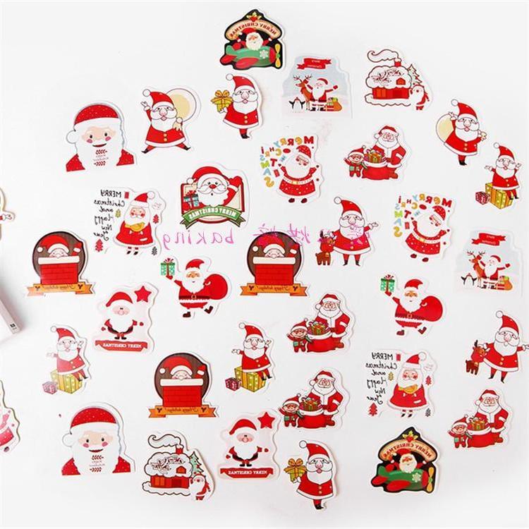 

48 Pcs/Pack Christmas Holiday Santa Claus Paper Stickers Diary Scrapbooking Label for Gift Wrapping,Bullet Journal,Day Planner