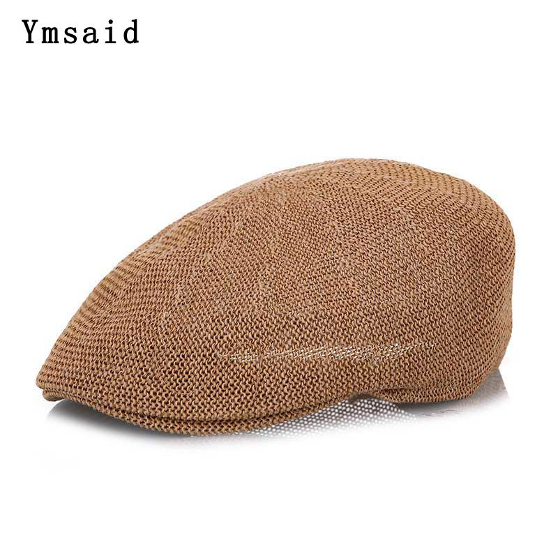 

New Fashion Summer Men's Beret Newsboy Cap Casquette Gorras Casual Linen Sun Hats Visor Breathable Straw Hat Bone for Women, Black