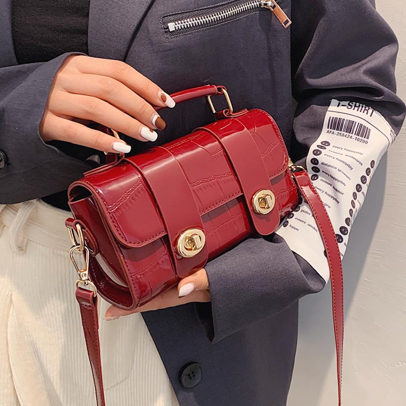 

Vintage Stone Pattern Tote Bags for Women 2021 Quality Leather Handbag Female Luxury Designer Small Flap Shoulder Crossbody Bag, Black