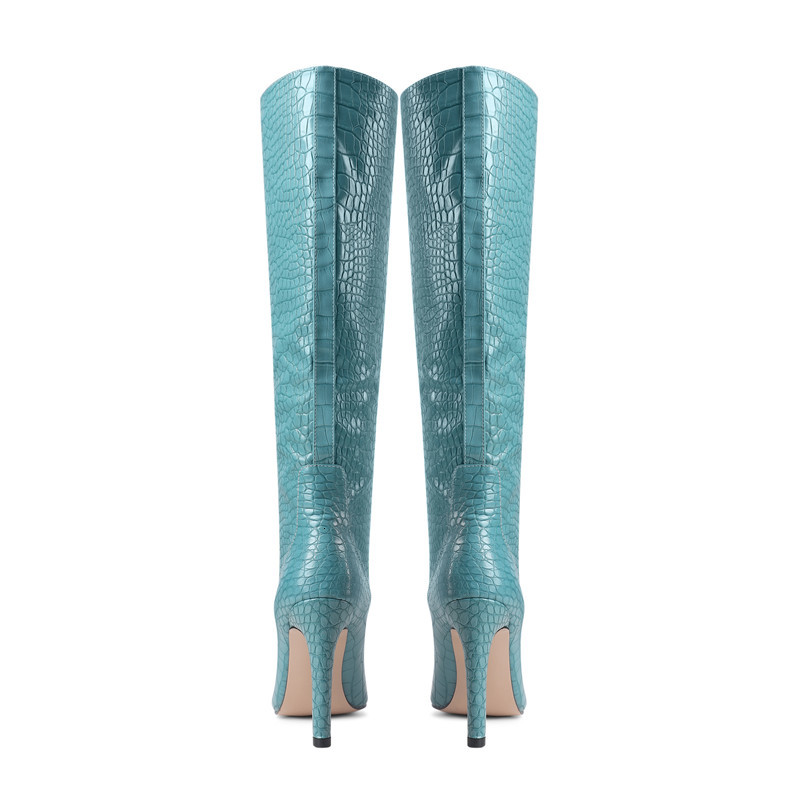 

2021 New Big 34-43 Sexy Women's Extreme Heels to Ladies Winter Shoes 5-color Knee High Boots FMIQ, Sky blue.