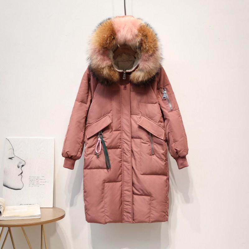 

20% White Duck Winter Women Fur Collar Down Coat Puffer Jacket Warm Parka Casaco 1222 YY1519, Beige