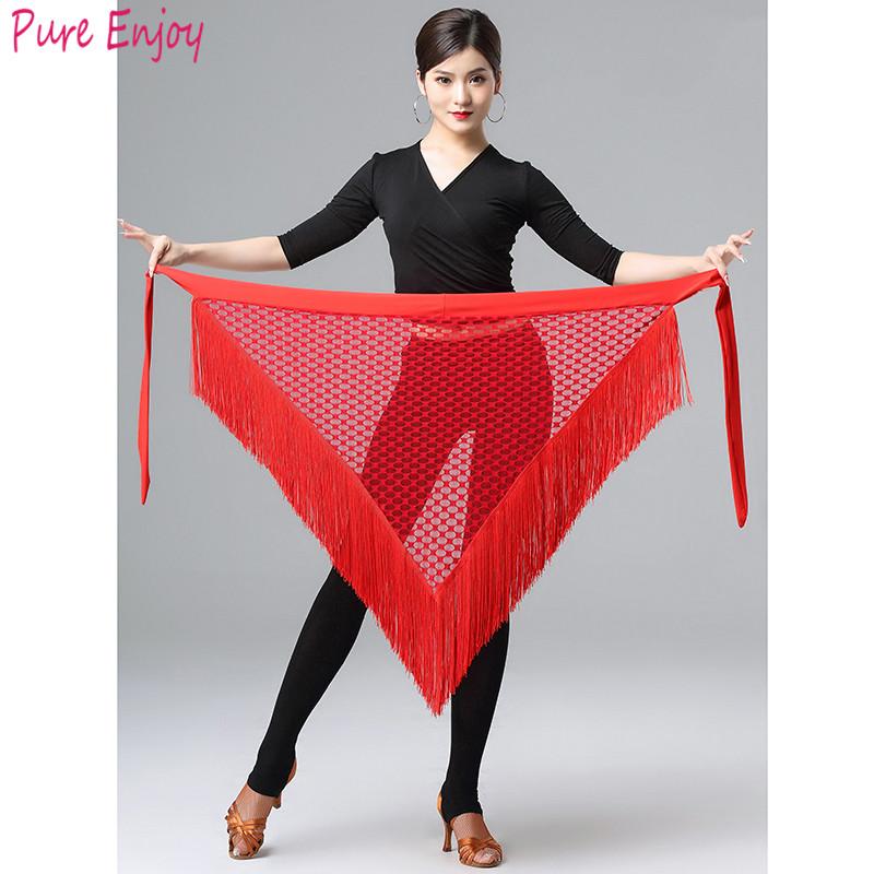 

Sale Adult Latin Dance Skirt Women's Double Tassel Tango Yoga Ballroom Cha Cha Latin Dance Dress Fringed Skirt Hip scarf, Only skirt