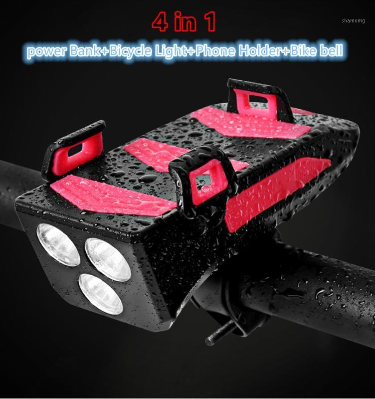 

Multi-function bike light USB Rechargeable led Horn Phone Holder Powerbank 4 in 1 Cycling Front Lightmountain bike accessories1