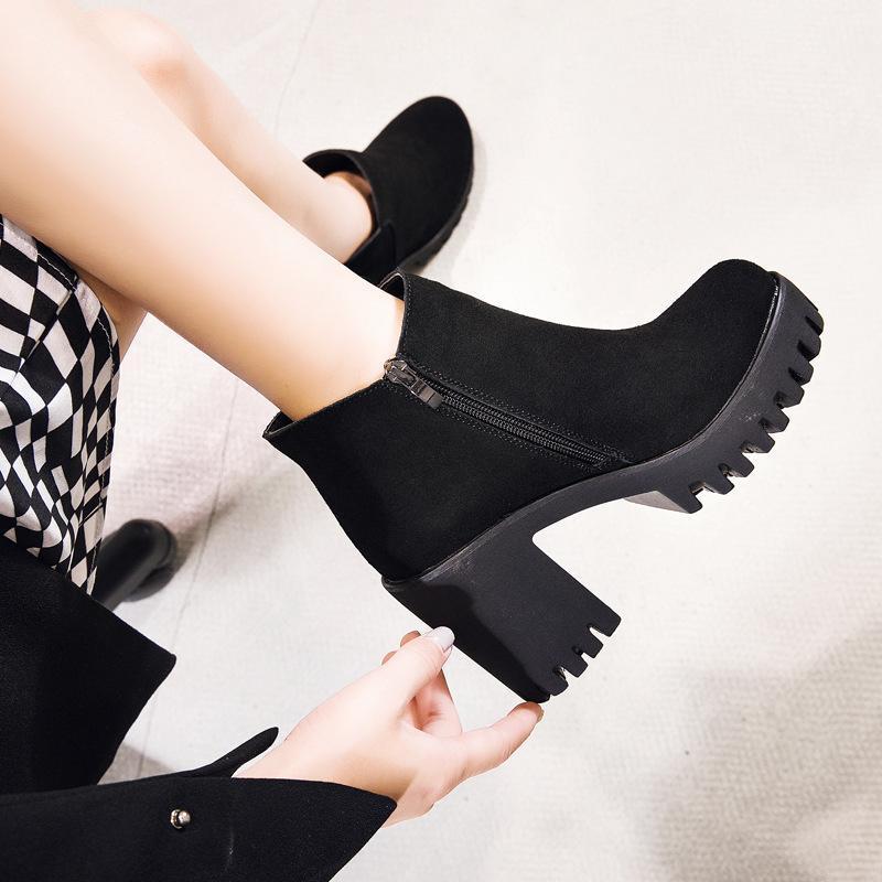 

ICONFEEL Brand Talon Femme 2021 Ankle Boots Women Heel Botas Italian Styles Chaussure Femme Zapatos Mujer Leather Botine1, Blk plush lining