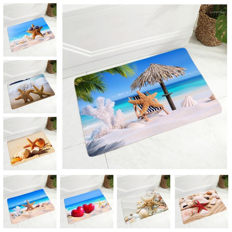 

Beautiful Scenery Doormat Non-Slip Soft Sea Star Printed Flannel Carpet Decor Beach Floor Door Mat for Hallway Kitchen Room1, 20