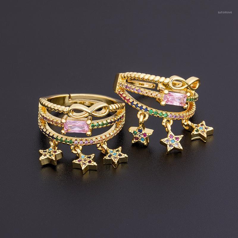 

Fashion Pentagram Crystal Star Ring Copper Zircon Multilayer Adjustable Rings For Women Party Valentine's Day Jewelry Gifts1