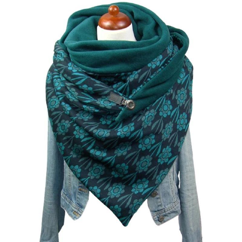 

Fashion Printing Scarf Button Scarf Wild Thick Simple Warm Shawl Soft Wrap Elegant Warm Scarves Shawls Outdoor Scarves