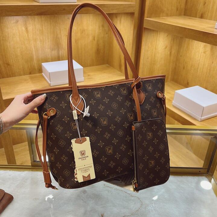 

Woman Shopping Bag High Quality Leather purse tote new fashion shoulder bag serial number date code womens bag+Small bag Casual Tote bags, 02