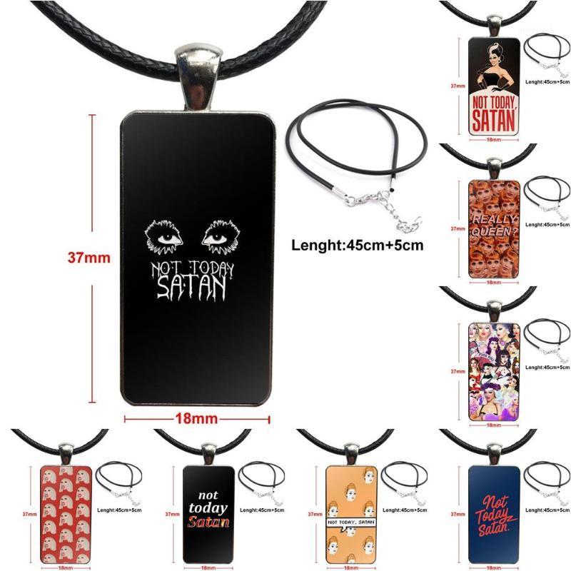 

Fashion Glass Cabochon Pendant Necklace Women Stainless Steel Color Choker Rectangle Necklace For Wedding Not Today Satan1