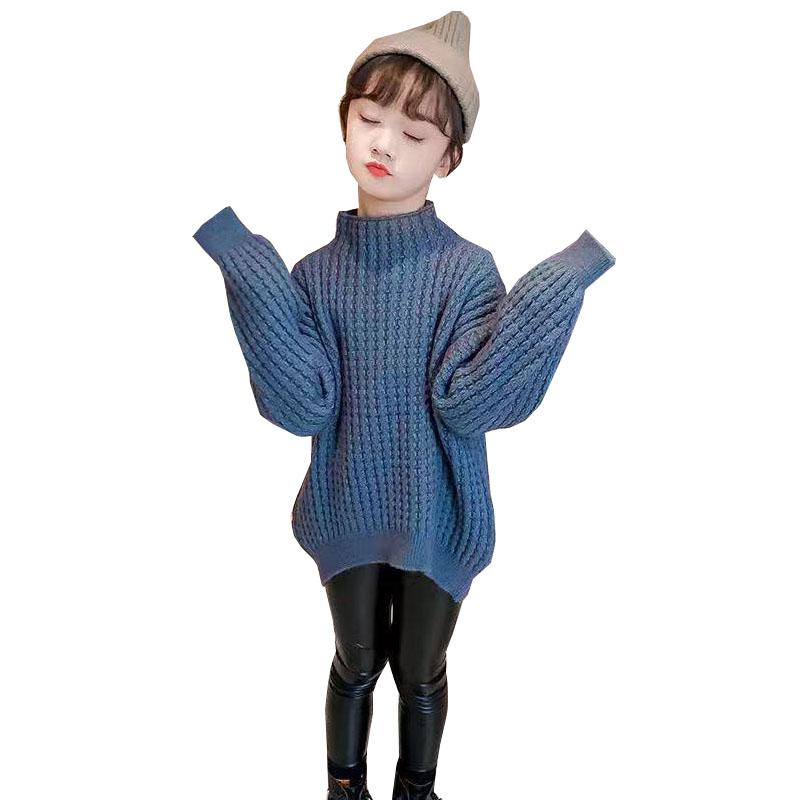 

4-10 year girl knitted Sweater jacket thicken warm autumn winter new Korean version long-sleeved pullover quality child clothing, Photo color