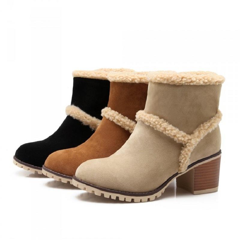 

Winter snow boots woman high heels keep warm ankle boots for women fashion platform vintage shoes ladies zapatos mujer plus size, Apricot