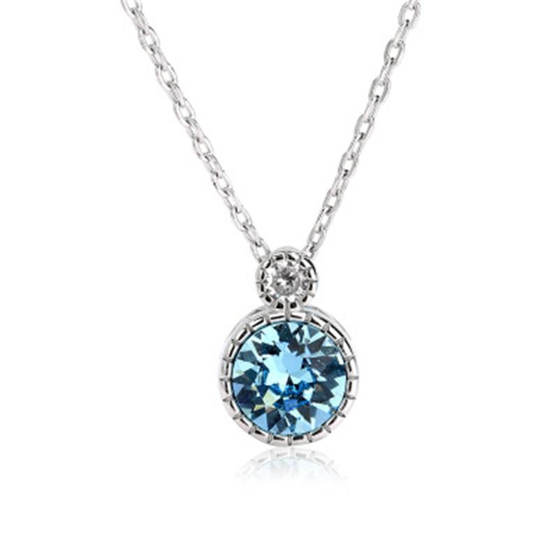 

Delicate Crystal Blue Ocean Heart Pendant Necklace Feminine Party Wedding Valentine's days Gifts Jewelry