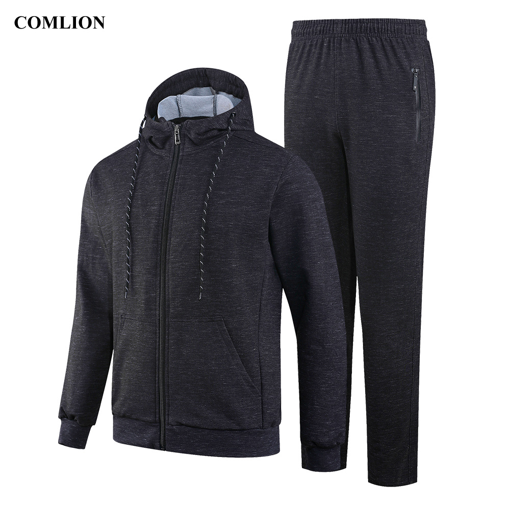 

Spring Autumn New Arrival Hoodies Tracksuit Set Male Zipper Casual Sweatshirt Sweatpants Men High Street Hooded Jackets Sets, Black