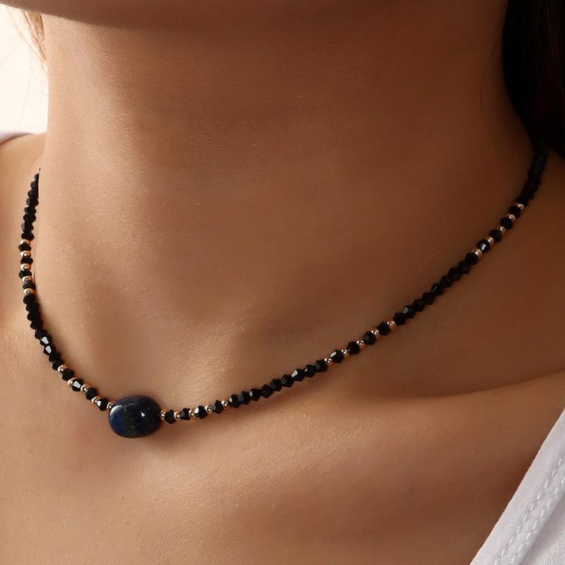 

Pendant Necklaces Simple Crystal Black Beads Short Choker For Women 2022 Fashion Statement Necklace Clavicle Chain Party Jewelry