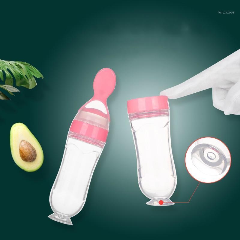 

90ML Baby Rice Paste Bottle Safety Infant Baby Silicone Feeding With Spoon Feeder Rice Cereal Bottle Wholesale1