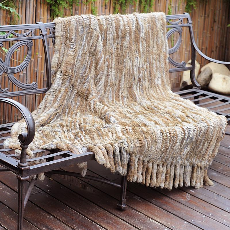

CX-D-20F Home Decorative Sofa Throw Warm Fur Knit Fur Fringe Throw Blanket