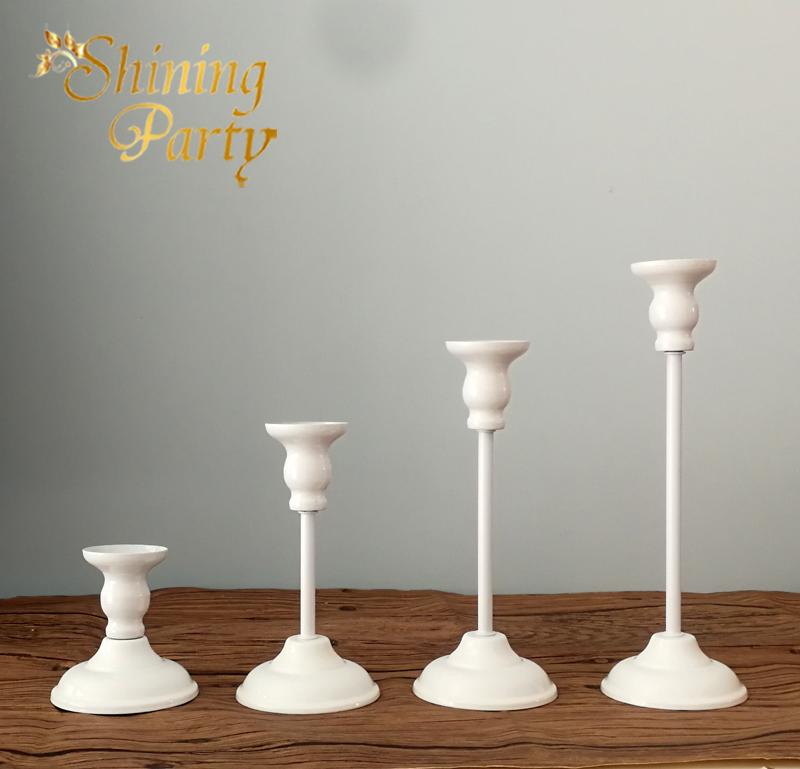 

Shining Party White Color Metal Candle Holders, Retro Candle Stand, Vintage Candlestick, Wedding Party Christmas Home Decoration