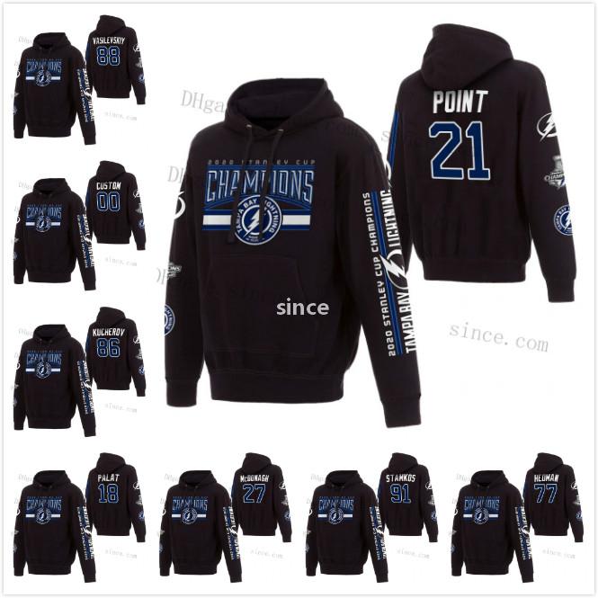 

Tampa Bay Lightning Stamkos 2020 Stanley Cup Champs 21 Point Mcdonagh Palat Hedman Kucherov Vasilevskiy 2time Black Pullover Hoodie Jerseys, Black;red