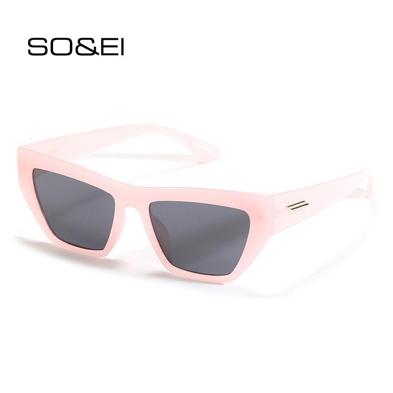 

Sunglasses SO&EI Fashion Cat Eye Women Vintage Jelly Pink Orange Eyewear Trending Men Shades UV400 Sun Glasses