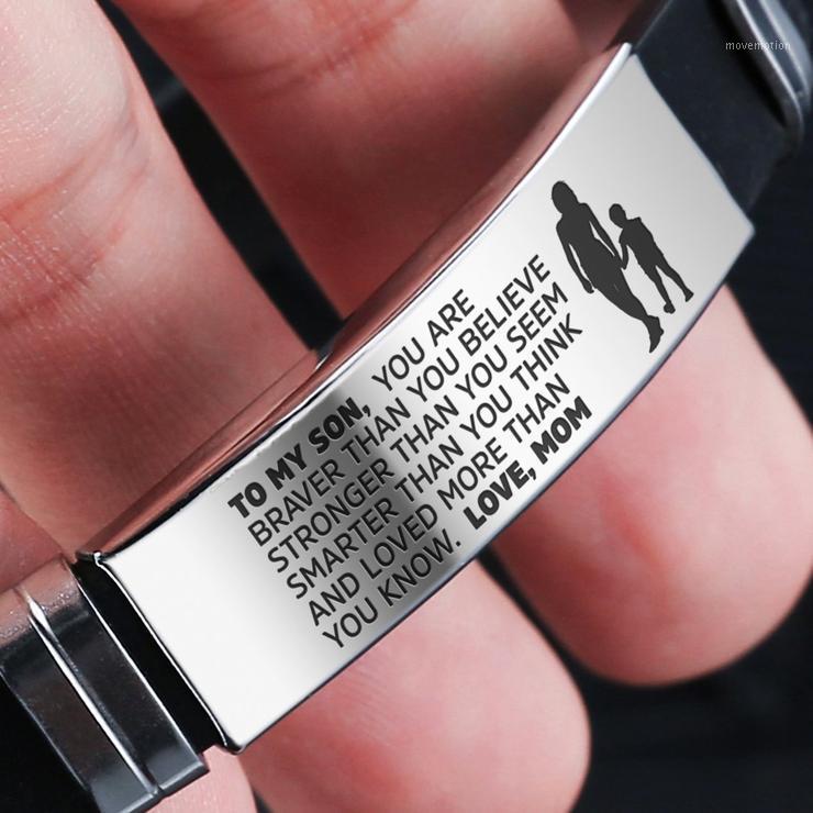 

To My Son from MoM Hand-Woven Retro Multi-Color Bracelet for Girls DIY Engrave Leather Steel Bracelets Jewelry Christmas Gifts1