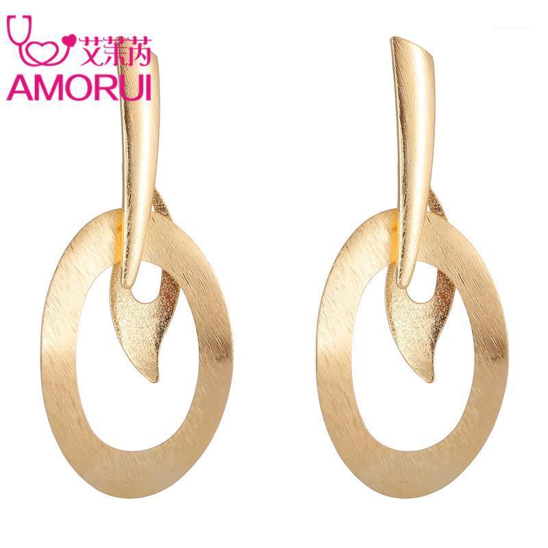 

AMORUI Femme Hiphop Gold Large Big Long Sexy Drop Wedding Statement Earrings for Women Leaf Circle Dangle Earings Brincos1