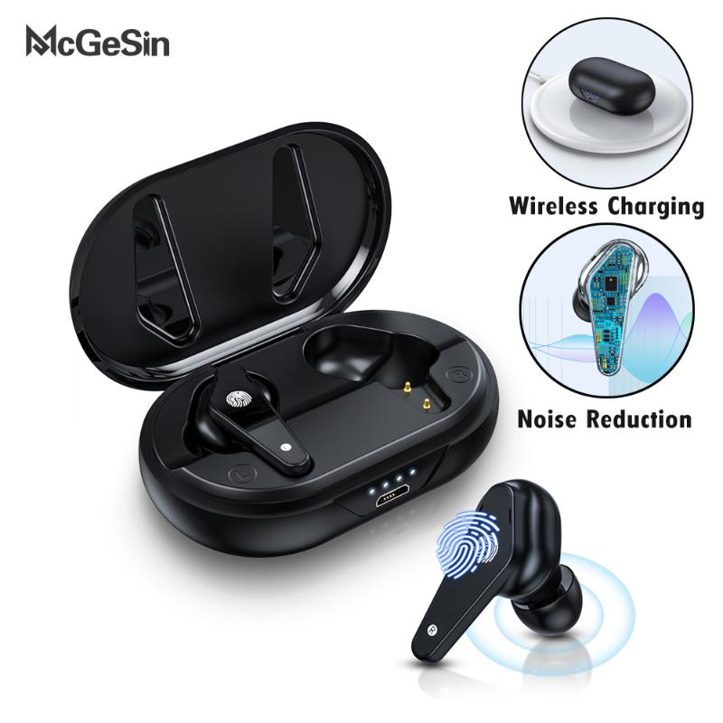 

2020 New TWS Earphones Wireless Bluetooth Headphones Touch Control Sport Earbuds Noise Reduction Music Headsets With Microphone, Black