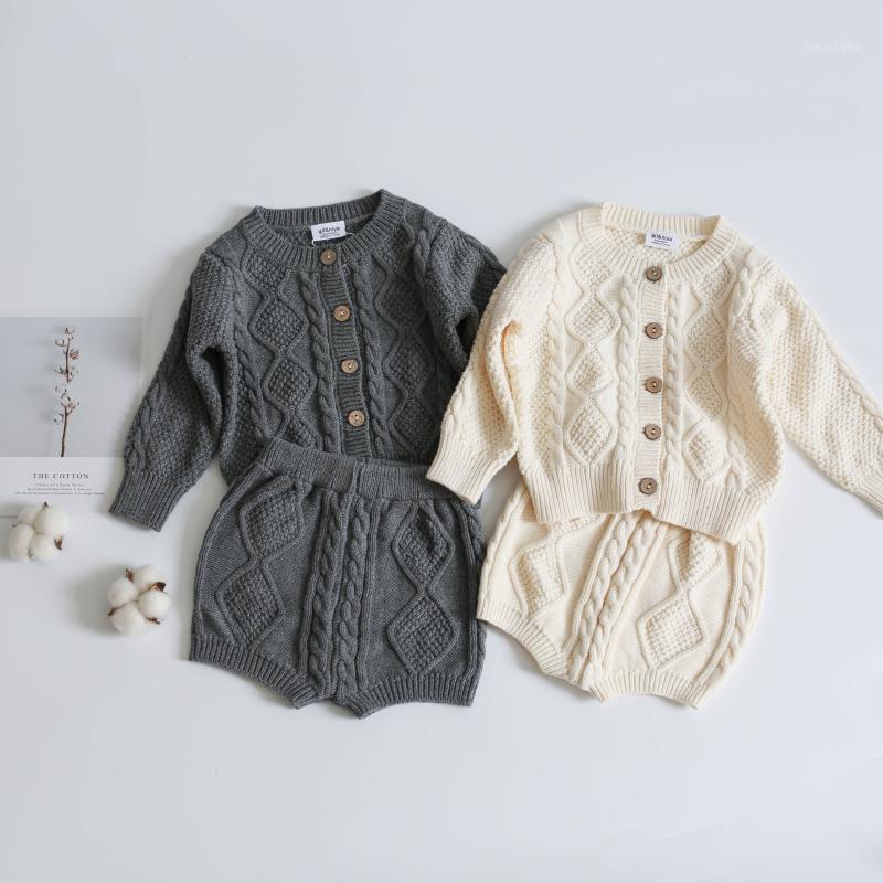 

Autumn 0-24M Newborn Baby Boys Girls Knit Sweater Cardigan+Shorts Chlothes Set Winter Infant Baby Kids Solid Sweater Set1