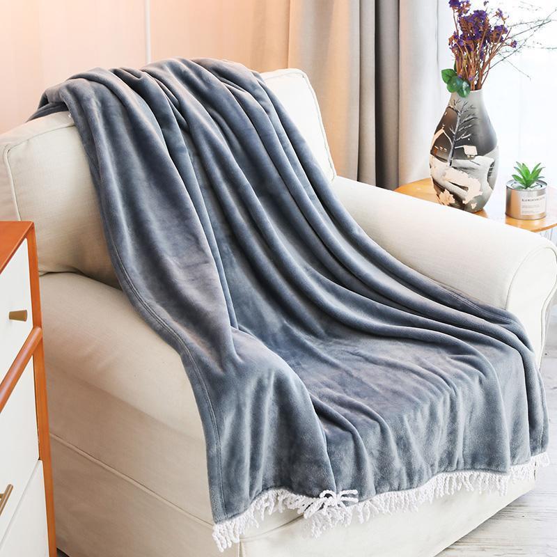

Tassel Blanket 100% Polyester Flannel Fleece Throw Blanket For Sofa Bed Couch Plush Soft Warm Solid Manta Cobertor ecorative1